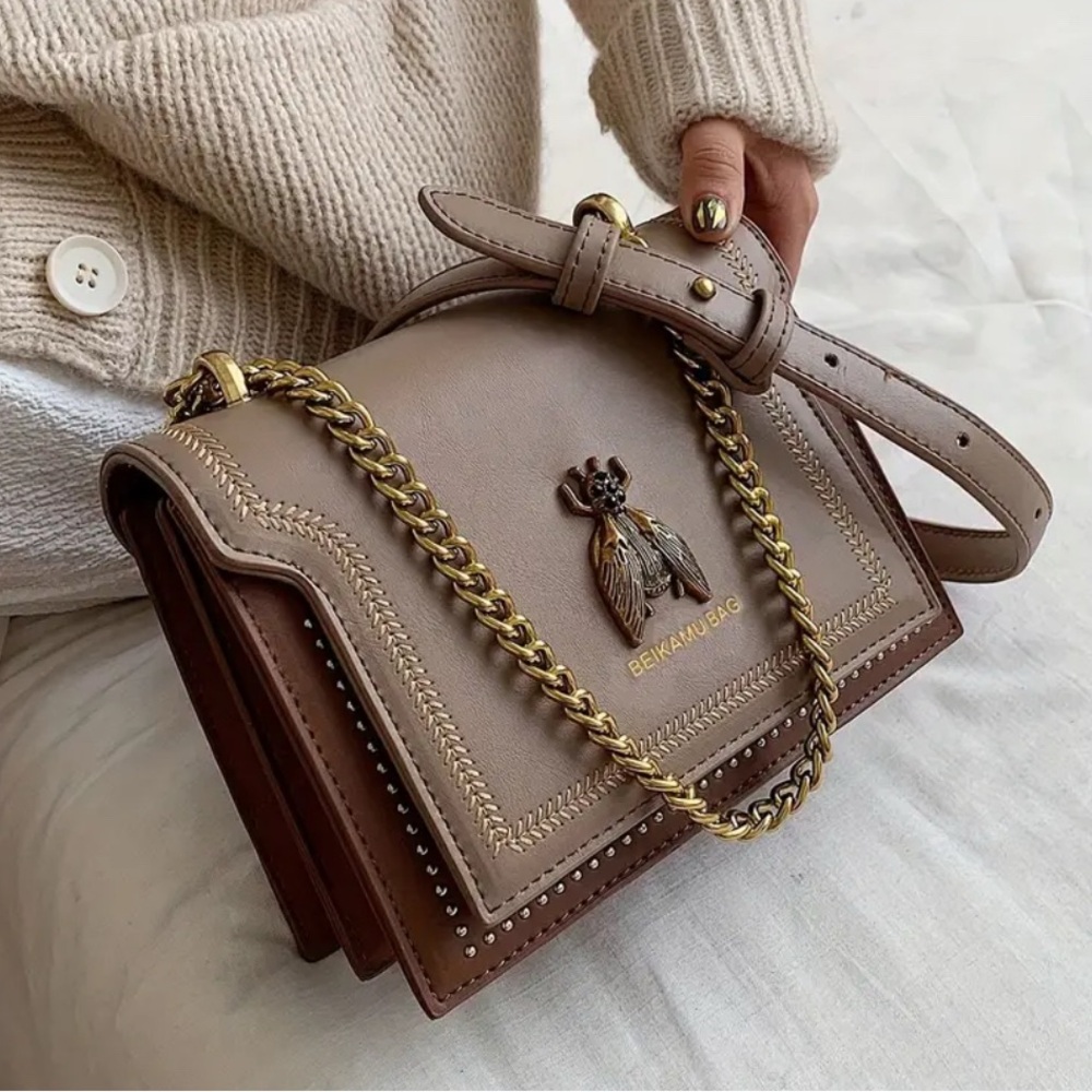 Tan and Brown Women's Bag